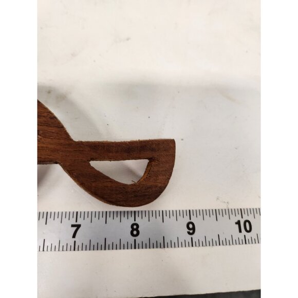 Vintage S.S. Sarna India Wood Floral Design Bell Treble Clef Handle Hand Carved - Picture 8 of 8